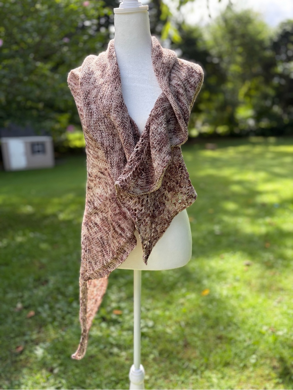 Custom Bespoke Oversize Merino Brown Cream Luxury Lace Fall Shawl Wrap HandKnit